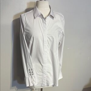 Zac & Rachel White Button-Down Shirt with Lace-Up Cuffs